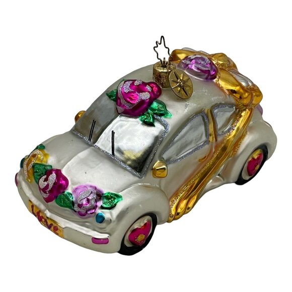 Christopher Radko Bridal Bug Just Married VW Beetle Ornament Collectible